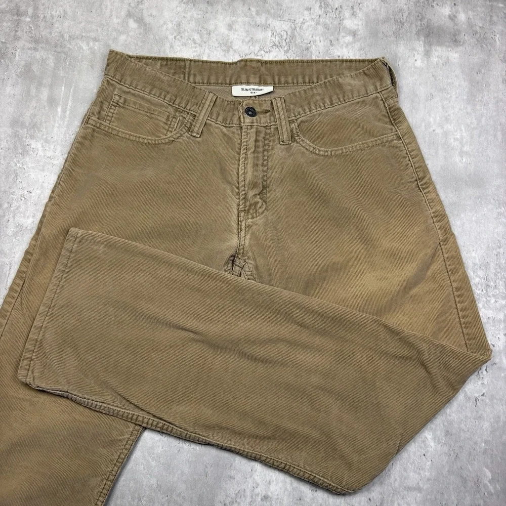 Levis 514 Jeans Mens 31X30 Beige Corduroy Slim Straight Leg Casual Preppy Denim